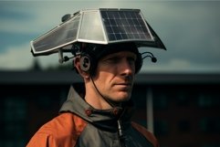 Stylish Man in protective solar hat on urban street. Generat Product Image 1