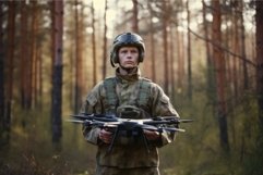 Soldier drone forest team. Generate Ai Product Image 1