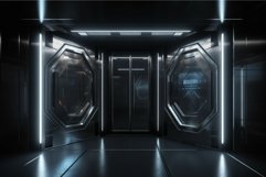 Spaceship futuristic sliding doors. Generate Ai Product Image 1