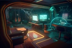 Spaceship interior neon. Generate Ai Product Image 1