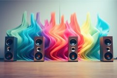 Captivating Speakers colorful waves music. Generate Ai Product Image 1