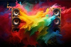 Harmonic Speakers colorful waves music. Generate Ai Product Image 1