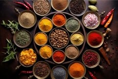 Spices colorful top view. Generate Ai Product Image 1