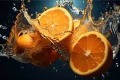 Whole splashed oranges cinematic. Generate ai Product Image 1
