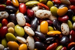 Variegated Spotted beans colorful closeup. Generate Ai Product Image 1