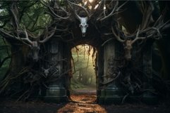 Deer stag waiting gateway. Generate Ai Product Image 1