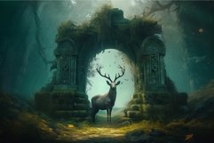 Deer stag waiting gateway. Generate Ai Product Image 1