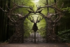 Statuesque Deer stag waiting gateway. Generate Ai Product Image 1