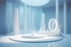 Stage display white frozen minimalist natural rock. Generate Product Image 1