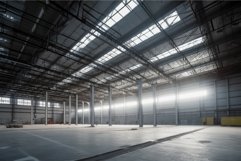 Steel construction factory interior. Generate Ai Product Image 1