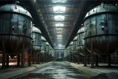 Large-scale Steel tanks factory industry. Generate ai Product Image 1