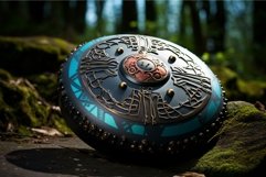 Metallic Steel tongue drum. Generate Ai Product Image 1