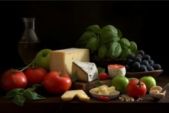 Mediterranean cheese and red tomatoes. Generate Ai Product Image 1