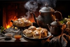 Warming Saint Lucia buns with tea. Generate ai Product Image 1