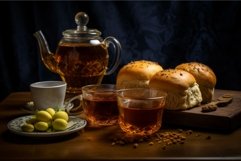 Comforting Saint Lucia buns with tea. Generate ai Product Image 1