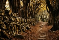 Meandering Stone road forest. Generate Ai Product Image 1