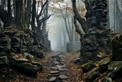 Wild Stone road forest. Generate Ai Product Image 1