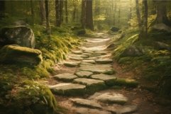 Stone road green forest. Generate Ai Product Image 1