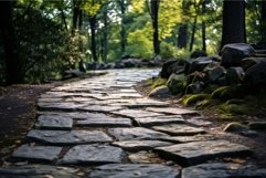 Verdant Stone road forest way. Generate Ai Product Image 1