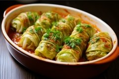 Hearty Stuffed cabbage rolls. Generate Ai Product Image 1