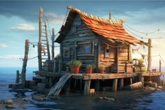 Fishing wood house game. Generate Ai Product Image 1