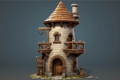 Medieval guard tower from stones. Generate Ai Product Image 1