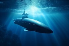 Submarine in blue water. Generate Ai Product Image 1