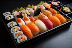 Sushi roll set plate. Generate Ai Product Image 1