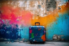 Suitcase wall colorful. Generate Ai Product Image 1