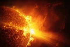 Fiery solar flare eruption from sun surface Product Image 1