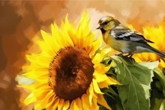 Sunflower sparrow paint. Generate Ai Product Image 1