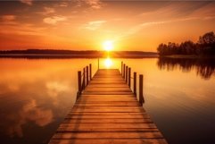 Sunset pier lake. Generate Ai Product Image 1