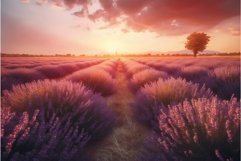 Sunset over lavender field nature aroma. Generate Ai Product Image 1