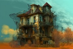 Surreal enchanted large house digital art. Generate ai Product Image 1