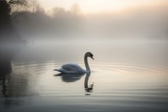 Swan misty lake nature. Generate Ai Product Image 1