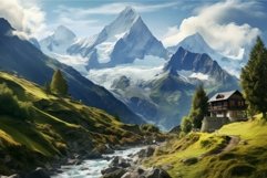 Swiss alps path. Generate Ai Product Image 1