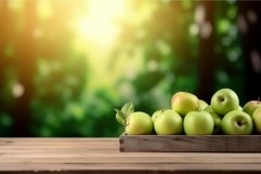 Table green apples sunlight. Generate Ai Product Image 1