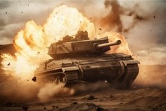 War tank explosion defense. Generate Ai Product Image 1