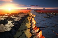 Dramatic landscape with fiery river at sunset Product Image 1