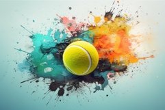 Tennis ball splashes colorful. Generate Ai Product Image 1