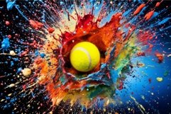Tennis ball splash paint. Generate Ai Product Image 1