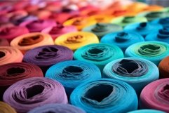 Textile roll colorful market stack. Generate Ai Product Image 1