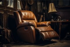 Recliner brown leather. Generate Ai Product Image 1