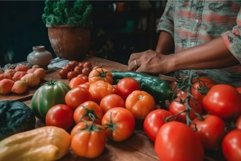 Tomato harvest table. Generate Ai Product Image 1