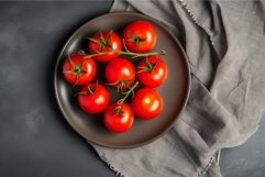 Tomatoes plate table fabric. Generate Ai Product Image 1