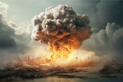 Dramatic image of a massive explosion with fire and smoke in Product Image 1