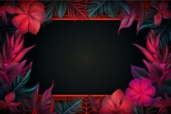 Tropical leaves in neon colors and glowing frame. Generate A Product Image 1