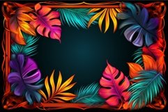 Tropical leaves in neon colors frame. Generate Ai Product Image 1