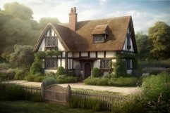 Tudor house cottage rural. Generate Ai Product Image 1