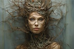 Enigmatic woman with twigs and branches headpiece Product Image 1